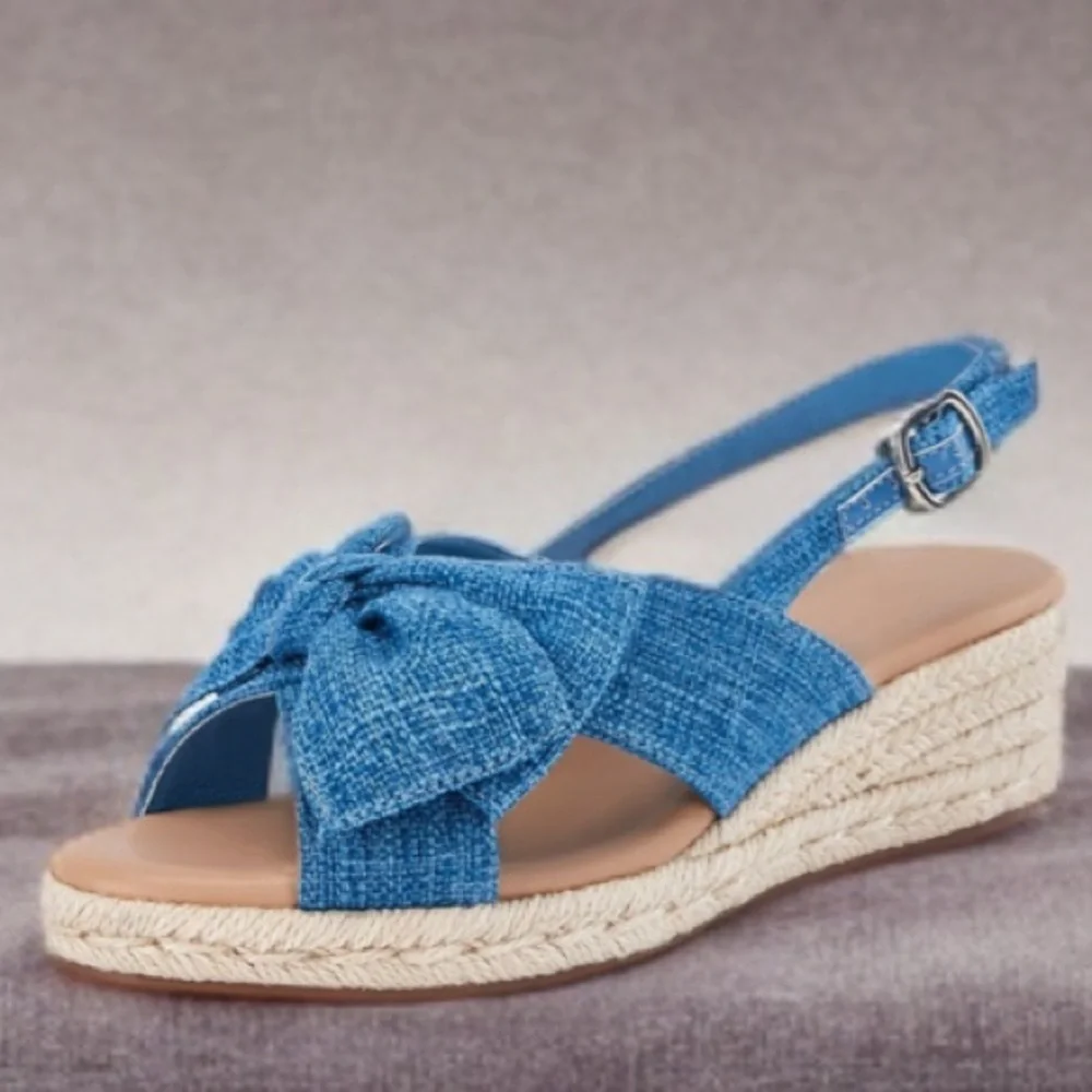 Women's Platform Espadrille Wedge Sandals Bowknot Open Toe Dress Casual Shoe